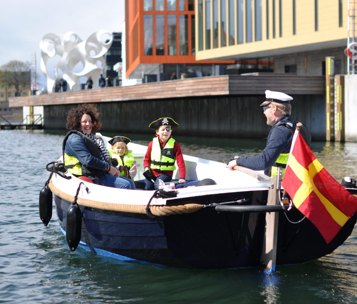 A family on a BookaBoat in Malmö, Sweden