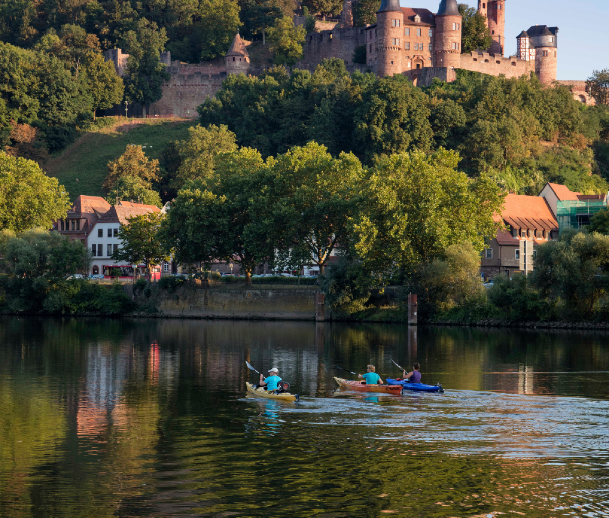 Canoes on a lake in Wertheim, Germany