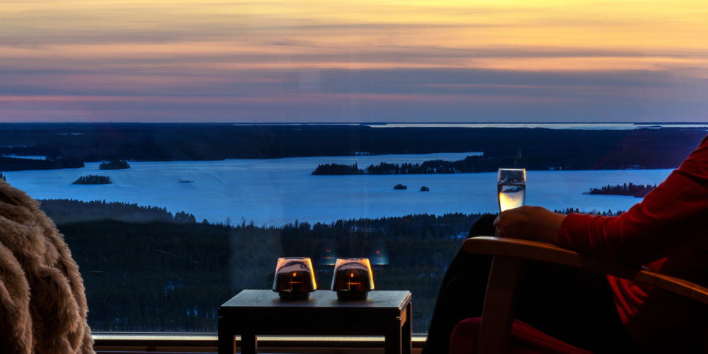 Paltamo Arctic Giant Viewing Window sunset Finland Journeys 10Jan24